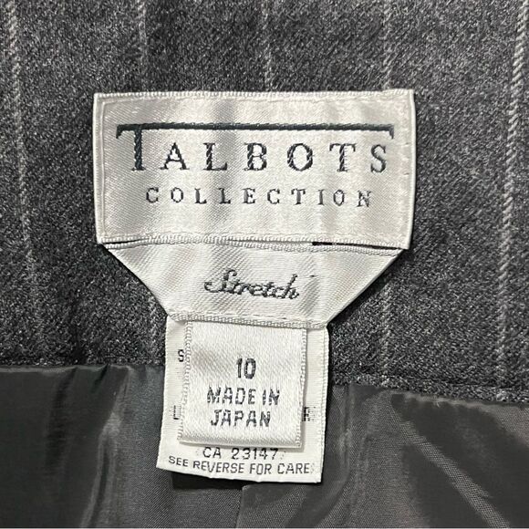 Talbots Grey Pinstripe Wool Trouser Pant 10 Wide Leg Office Minimalist Capsule - Picture 7 of 8